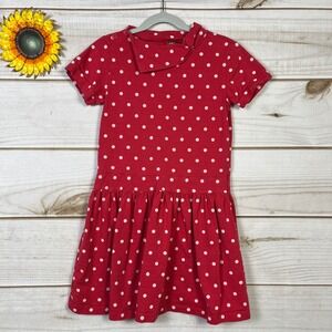 Tea Collection Kids Red White Polka Dot Dress Size 8 Cotton Short Sleeve